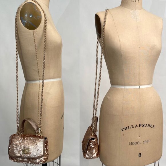 NWT Steve Madden Blush Color Sequin Mini Handbag  6.5 x 4.5 - Picture 10 of 13